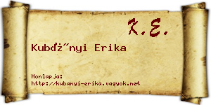 Kubányi Erika névjegykártya